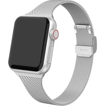 Řemínek na hodinky AW MILÁNSKÝ TAH SLIM pro Apple Watch - Stříbrný Šířka uchycení řemínku: 38/40/41/42mm, Barva: Stříbrný IR-AWMTT06
