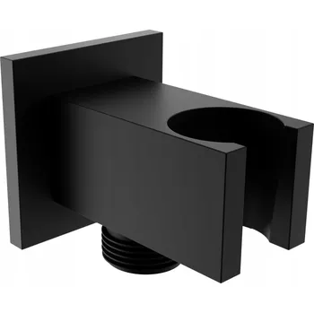 Sprchový set Stěnový vývod s držákem ruční sprchy MEXEN CUBE - mosazný - hranatý - černý matný, 79300-70