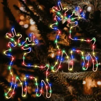 Vánoční dekorace Okenní dekorace LED světlo ve tvaru sob Sada 2 ks 36,5x20 cm