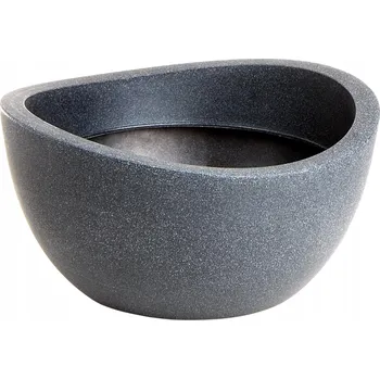 Květináč Scheurich Wave Globe Bowl 40 černý granit, květináč, průměr 39,3 cm, 12 l