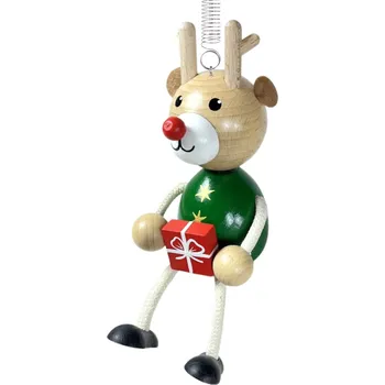 Figurka KROKIDO Sob s dárkem - ručně malovaná dřevěná figurka na pružině