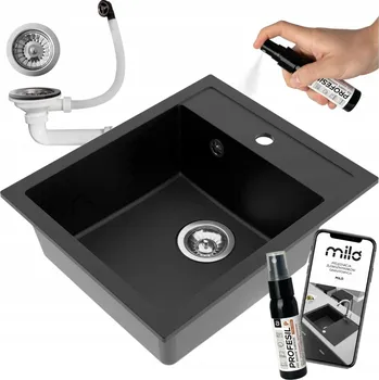 Granitový dřez Jednokomorový granitový dřez Milo EMPORIO černý