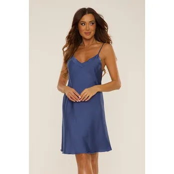 Dámské noční prádlo Saténová noční košilka Cordelia ramínka modrá S