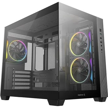 PC skříň DEEPCOOL CG330 3F černá Skříň, Micro ATX, bez zdroje, mATX, 3× 120mm ARGB fan, USB 3.0, 2× USB 2.0, průhledná bočnice a přední panel, tvrzené sklo, černá R-CG330-BKNGM3-G
