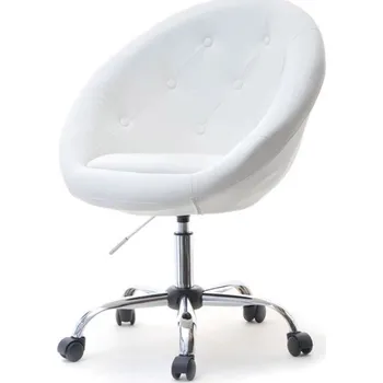 Křeslo Křeslo na kolečkách DERIAN - bílé / chrom