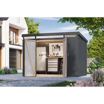 Zahradní domek plechový domek KARIBU IRIDIUM 3 (48455) antracit
