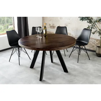 Jídelní stůl Kulatý jídelní stůl - Iron Craft, 120 cm hnědý