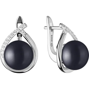 Náušnice Gaura Pearls Stříbrné náušnice s černou 9.5-10 mm perlou Beth, stříbro 925/1000 SK21110EL/B Černá