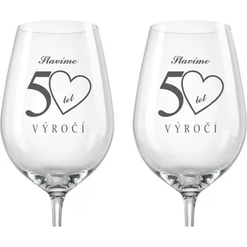 Sklenice Skleničky na víno k výročí svatby SRDCE, 2 ks (Do poznámky v nákupním košíku napište leta výročí)