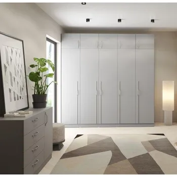 Předsíňová sestava C1, kolekce BRAGA- platinová šedá, kovové úchyty, 370 x 210 cm