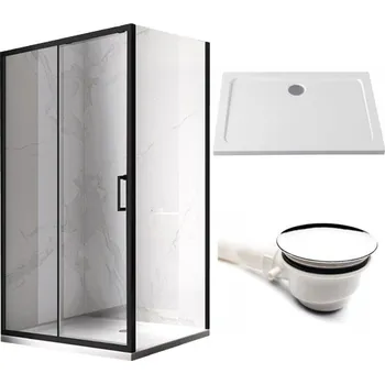 BPS-koupelny Obdélníkový sprchový kout HYD-OK103B 110x80 černý/transparent + vanička HYD-OSV-ST03B bílá