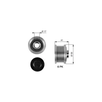 Rozvod motoru Alternátorová volnoběžka (předstihová spojka) GATES (GT OAP7052) - ALFA ROMEO, FIAT, SAAB