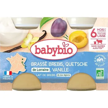 Dětská výživa Babybio Brassé Svačinka z ovčího mléka, mirabelek a vanilky 2x130 g