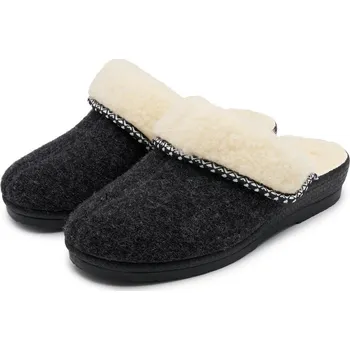 Dámská obuv Vlnka Dámské vlněné pantofle na klínku tmavě šedá velikost obuv dospělí 39