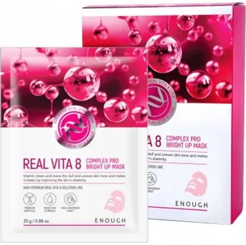 Pleťová maska Enough Real Vita 8 Maska s vitamínem C a rakytníkem Lesk kůže 10 ks