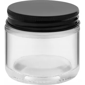 Sklenice Průhledná sklenice na svíčky 60 ml s černým kovovým víčkem