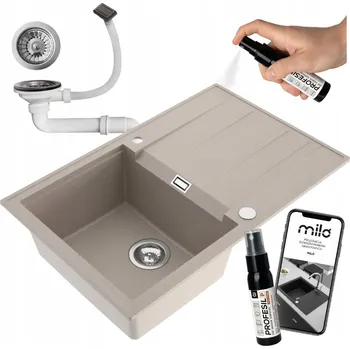 Granitový dřez Jednokomorový dřez Milo Avangard granit béžový