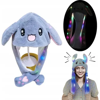 Čepice ROZTOMILÁ SVÍTÍCÍ ČEPICE COSPLAY ANIME LED HÝBAJÍCÍ SE UŠI - MODRÁ