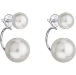 Stříbrné náušnice dvojité s perlou Preciosa bílé kulaté 31177.1