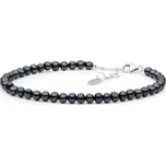 Gaura Pearls Perlový náramek Enrica - stříbro 925/1000, 4-4,5 mm říční perla FORB445-B 18 cm + 3 cm (prodloužení) Černá
