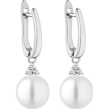 Náušnice Gaura Pearls Stříbrné náušnice s bílou řiční perlou Dolores, stříbro 925/1000 SK21367EL/W Bílá