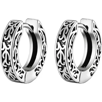 Náušnice B-TOP Kruhové náušnice z nerezové oceli se vzorem