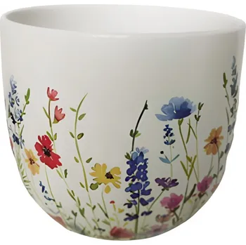 Květináč Keramický květináč s motivem lučního kvítí H 12 cm