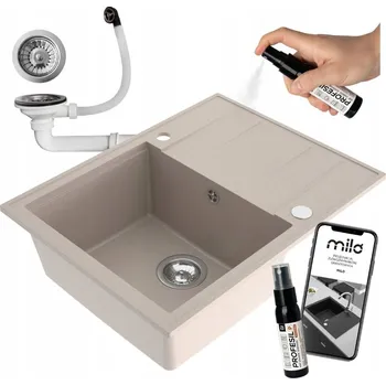 Granitový dřez Jednokomorový dřez Milo Emporio granit béžový