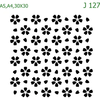 Plastová šablona pro malování - Strukturální vzory - Květiny a listy (J127) - A5 , Nelepící folie