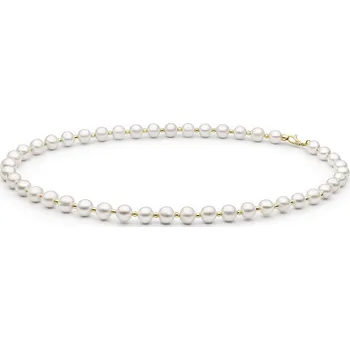 Šperk Zlatý náhrdelník Magestic ze žlutého zlata s bílou přírodní sladkovodní perlou - 8 mm GRP685NGYFWP