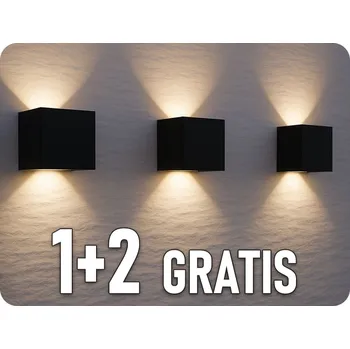 Nástěnné svítidlo LED nástěnné svítidlo 2x3W, 450lm, černé, 1+2 zdarma! Teplá bílá