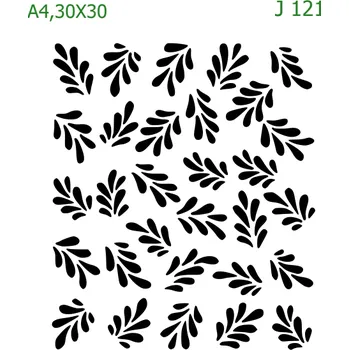 Plastová šablona pro malování - Strukturální vzory - Padající listy (J121) - A4 , Lepící fólie