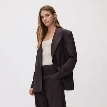 Dámské sako Reserved - Blejzr z&nbsp;viskózové směsi - tmavě hnědá - 061JL-89X - 061JL-89X-L