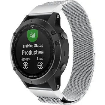Řemínek na hodinky Magnetický milánský tah - QuickFit řemínek pro Garmin 22mm - Stříbrný IR-AWGW-0324