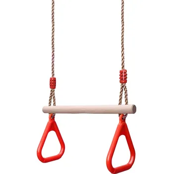 Zahradní houpačka Verk 01535 Dětská dřevěná hrazda s plastovou rukojetí červená