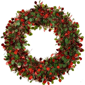 Věnec Zeleno-červený vánoční věnec – průměr 30 cm