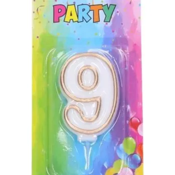 Dortová svíčka Svíčka narozeninová číslo 9, zlatá, 4 x 6 cm