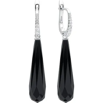 Náušnice Gaura Pearls Stříbrné náušnice s onyxem Cynzia, stříbro 925/1000 SK21500EL Černá