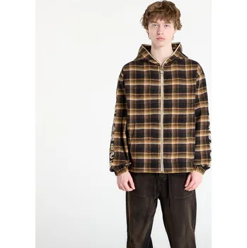Pánská mikina Mikina PLEASURES Groove Zip Poncho Hoodie Brown Plaid M