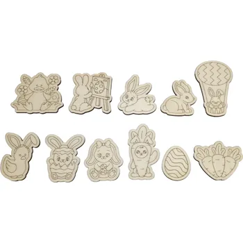 Velikonoční dekorace Dřevěné velikonoční ozdoby - 10 kusů