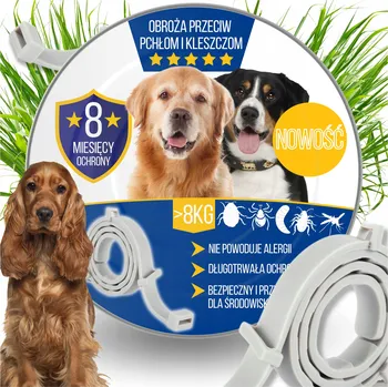 Antiparazitikum pro psa Hypoalergenní obojek pro velké psy proti blechám a klíšťatům – 8 měsíců