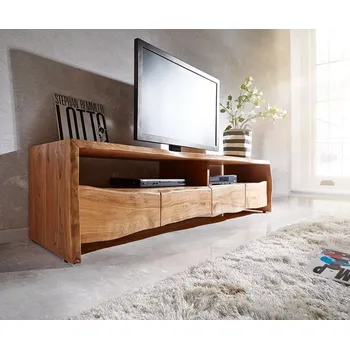 Televizní stolek DELIFE TV stolek Live-Edge 190 cm akácie přírodní 4 zásuvky 2 přihrádky