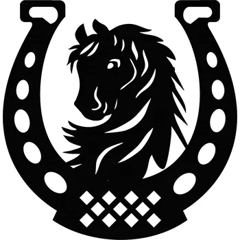 Party dekorace Dřevěná podkova pro štěstí, nástěnná dekorace – kůň 2, ČERNÁ Barva: černá