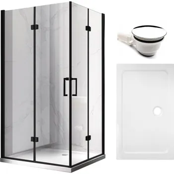 BPS-koupelny Obdélníkový sprchový kout HYD-OK13A 100x90 černý/transparent + vanička HYD-OSV-ST04A bílá