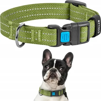 Obojek pro psa Odolný brezentový obojek pro psa s reflexními prvky, fastex spona se zámkem, vel. S