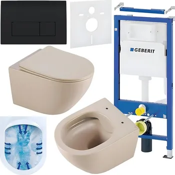 Klozet BPS-koupelny Podomítkový modul Geberit DuoFix s WC mísou MU-CAP-RIM-03 + ovládací tlačítko Delta 50 černá lesk