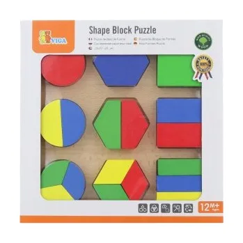 Dřevěná hračka Stavebnice Viga geometrické tvary dřevěné 18 ks