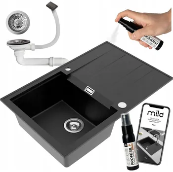 Granitový dřez Jednokomorový dřez Milo Avangard granit černý