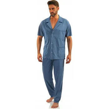 Pánské pyžamo Pánské pyžamo na knoflíky KRÁTKÝ RUKÁV DLOUHÉ KALHOTY kotvy Jeans 3XL