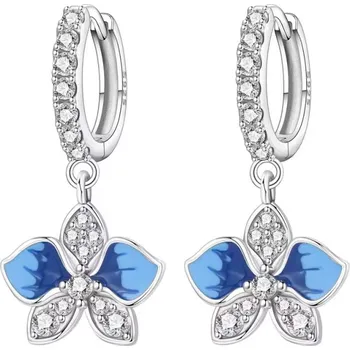 Náušnice GRACE Silver Jewellery Stříbrné visací náušnice modrá Orchidej - stříbro 925/1000 E-OTE4300/395 Modrá